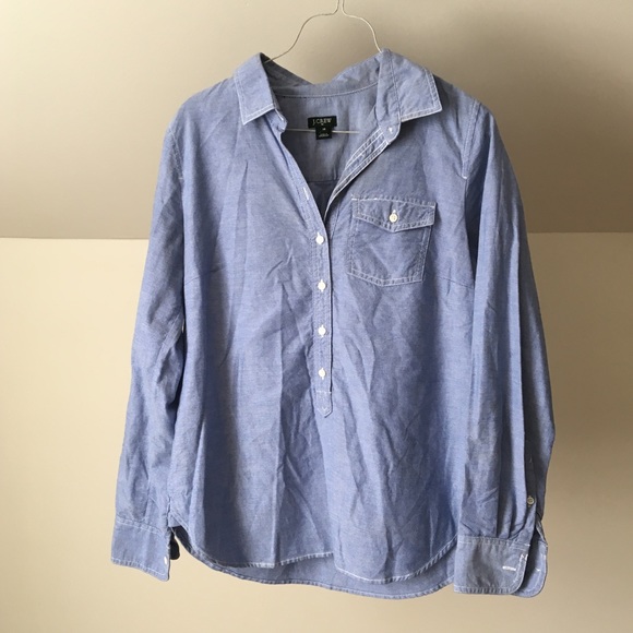 J. CREW Chambrey Stitched Oxford Popover Top Shirt - Picture 2 of 7